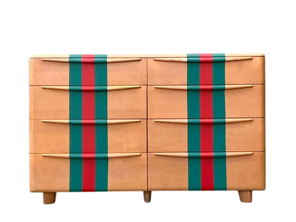 Vintage Boho MCM Heywood-Wakefield Racing Stripe Dresser
