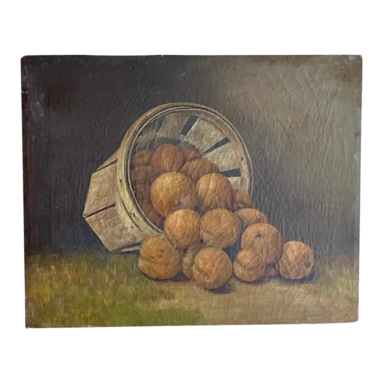 Antique Original Still Life Oil Painting on Canvas of Peaches