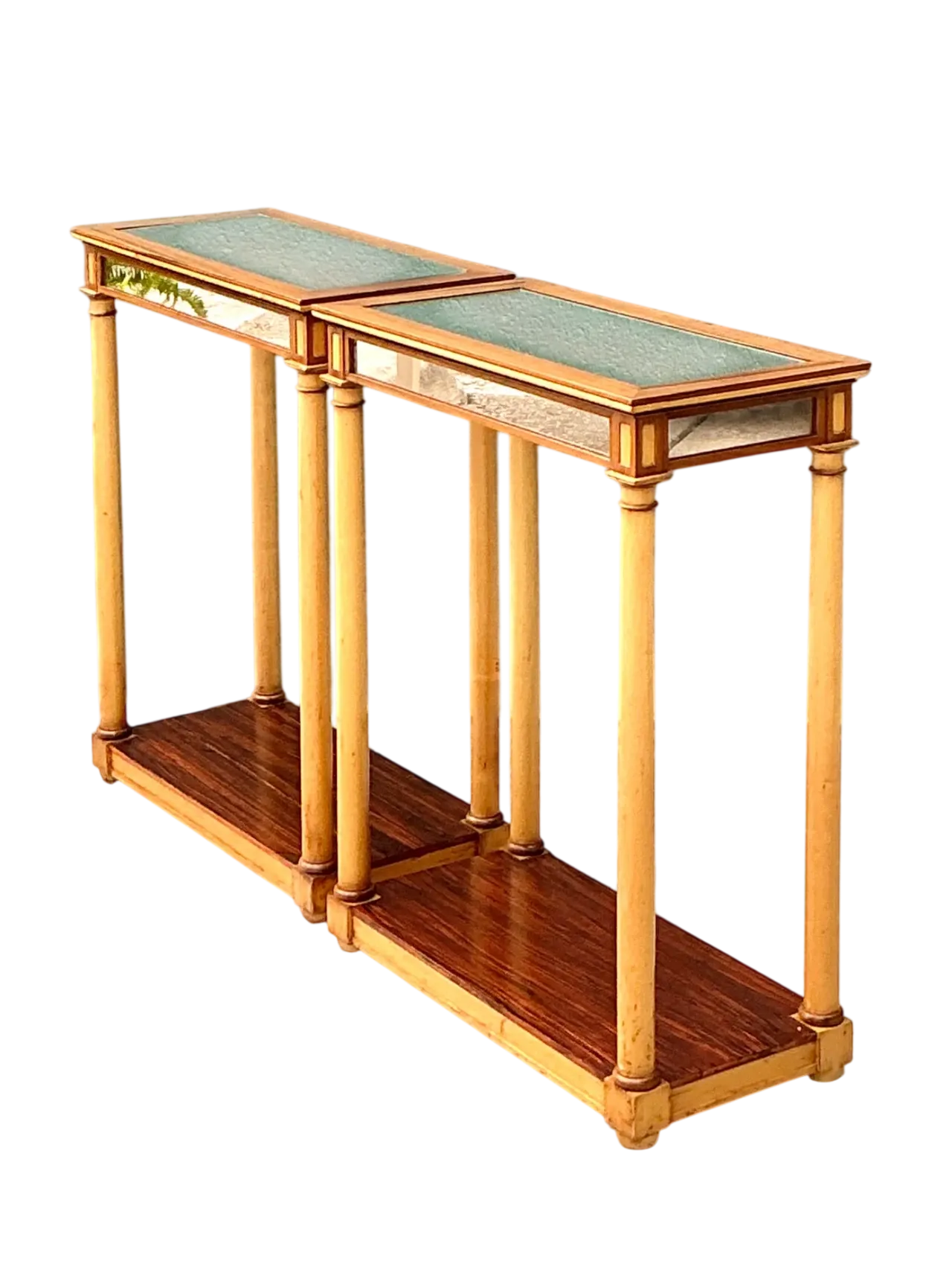 Vintage Inset Mirror Side Tables - A Pair