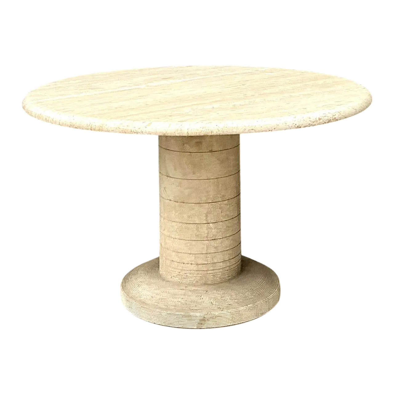 Vintage Scored Travertine Center Hall Table