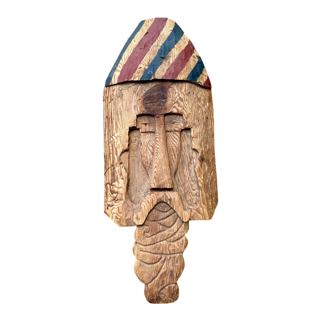 Vintage Rustic Carved Wood Mask