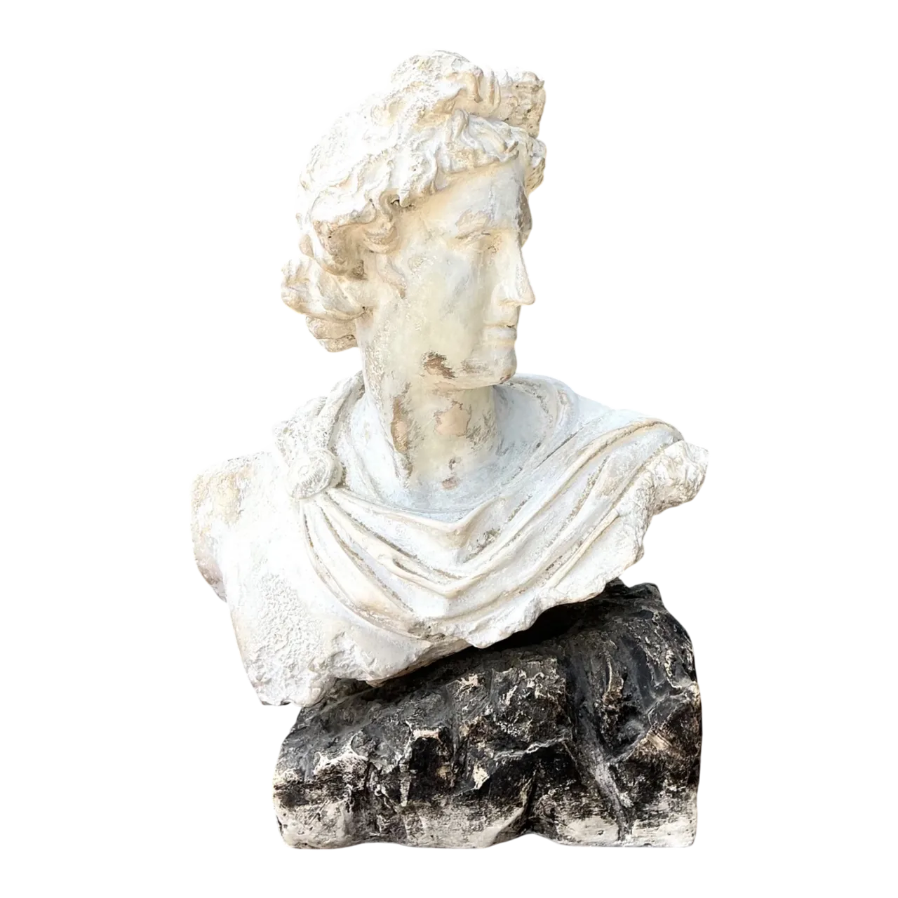 Vintage Cast Stone Bust Of Apollo Belvedere