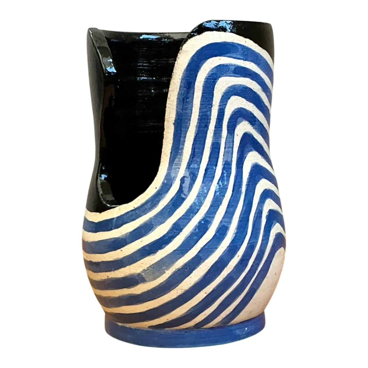 Vintage Abstract Studio Pottery Vase - Ceramic, 3.75W x 6H