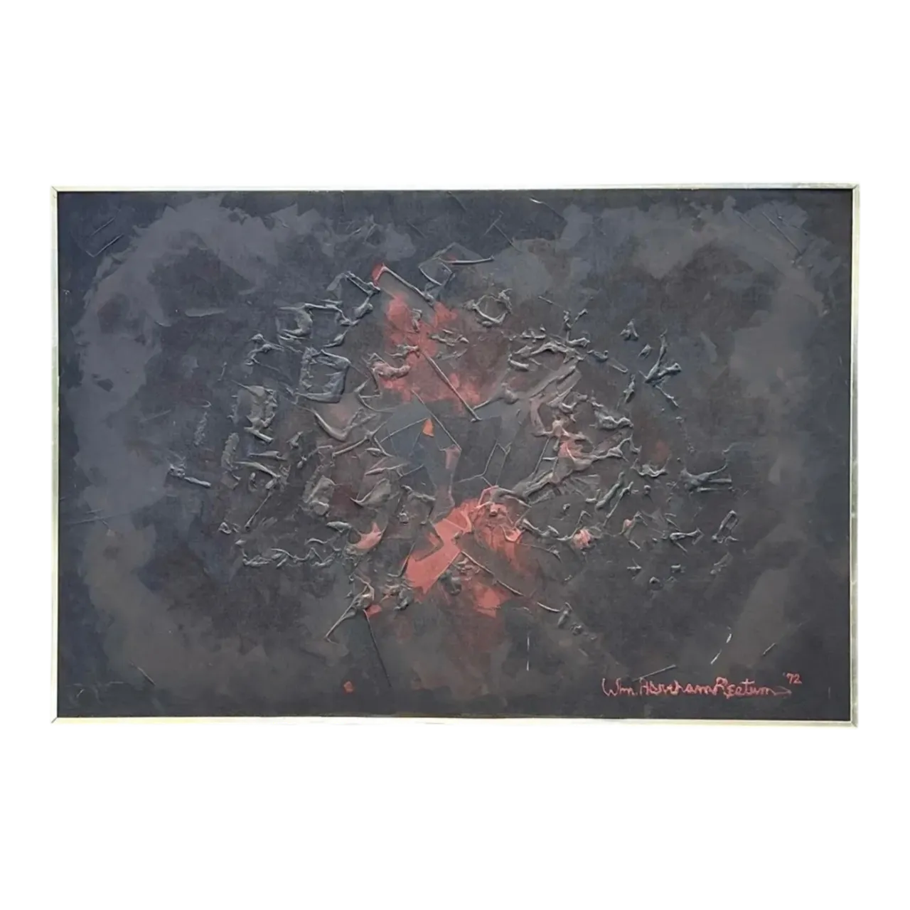 Vintage Monumental 1972 Abstract Textured Painting by William Hertrich