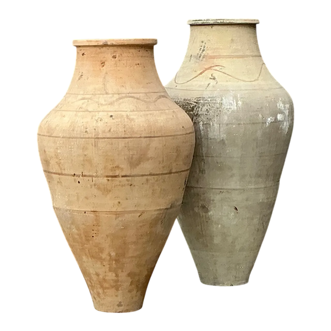 Vintage Monumental Turkish Terracotta Vessels - A Pair