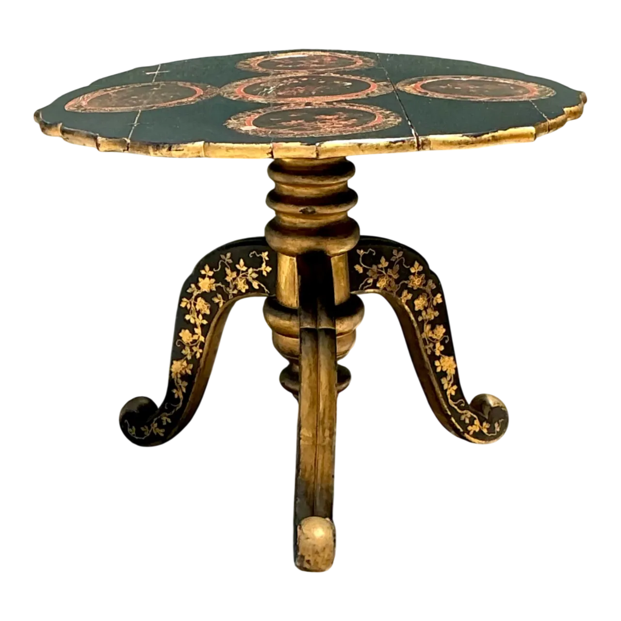 Vintage Victorian Chinese Export Lacquered Center Hall Table