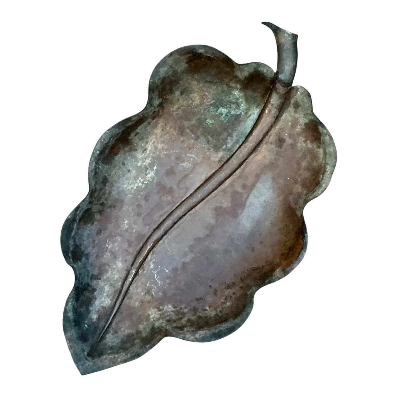 Vintage Italian Patinated Copper Leaf Bowl