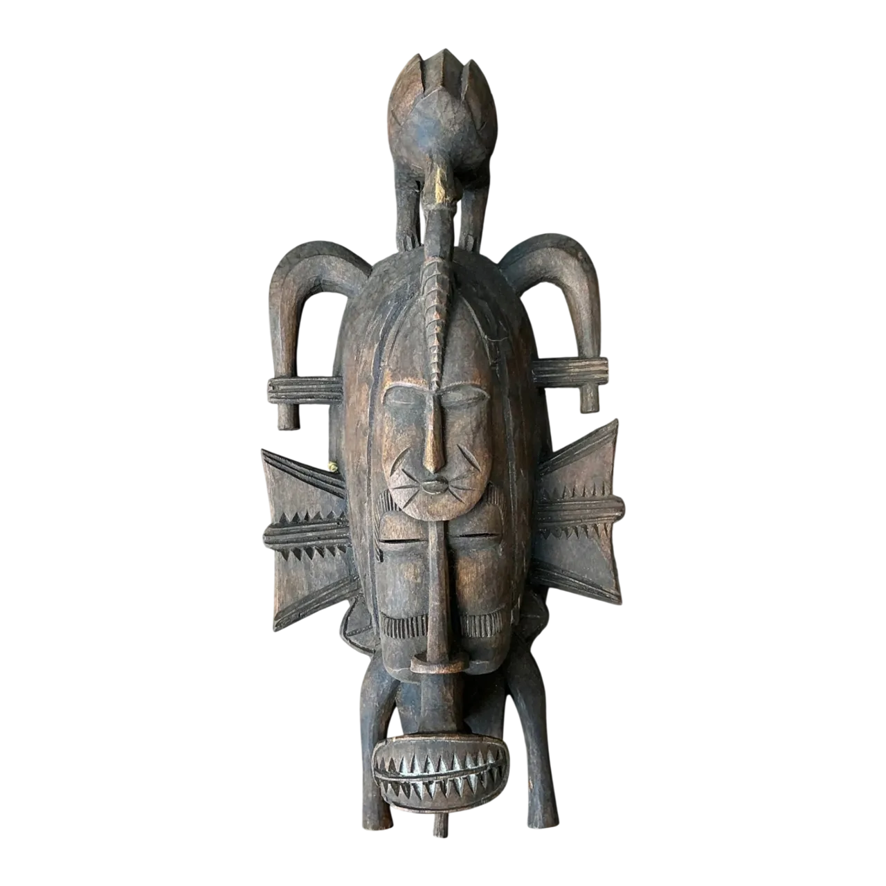 Vintage Tribal Carved Wood Mask