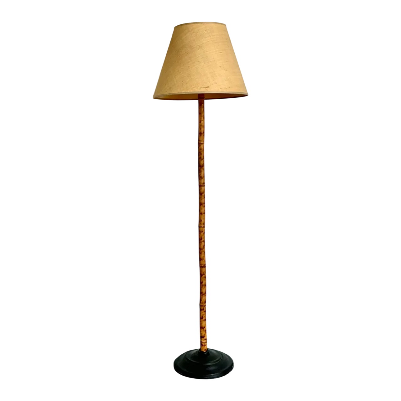 Vintage Bamboo Floor Lamp with Seagrass Shade