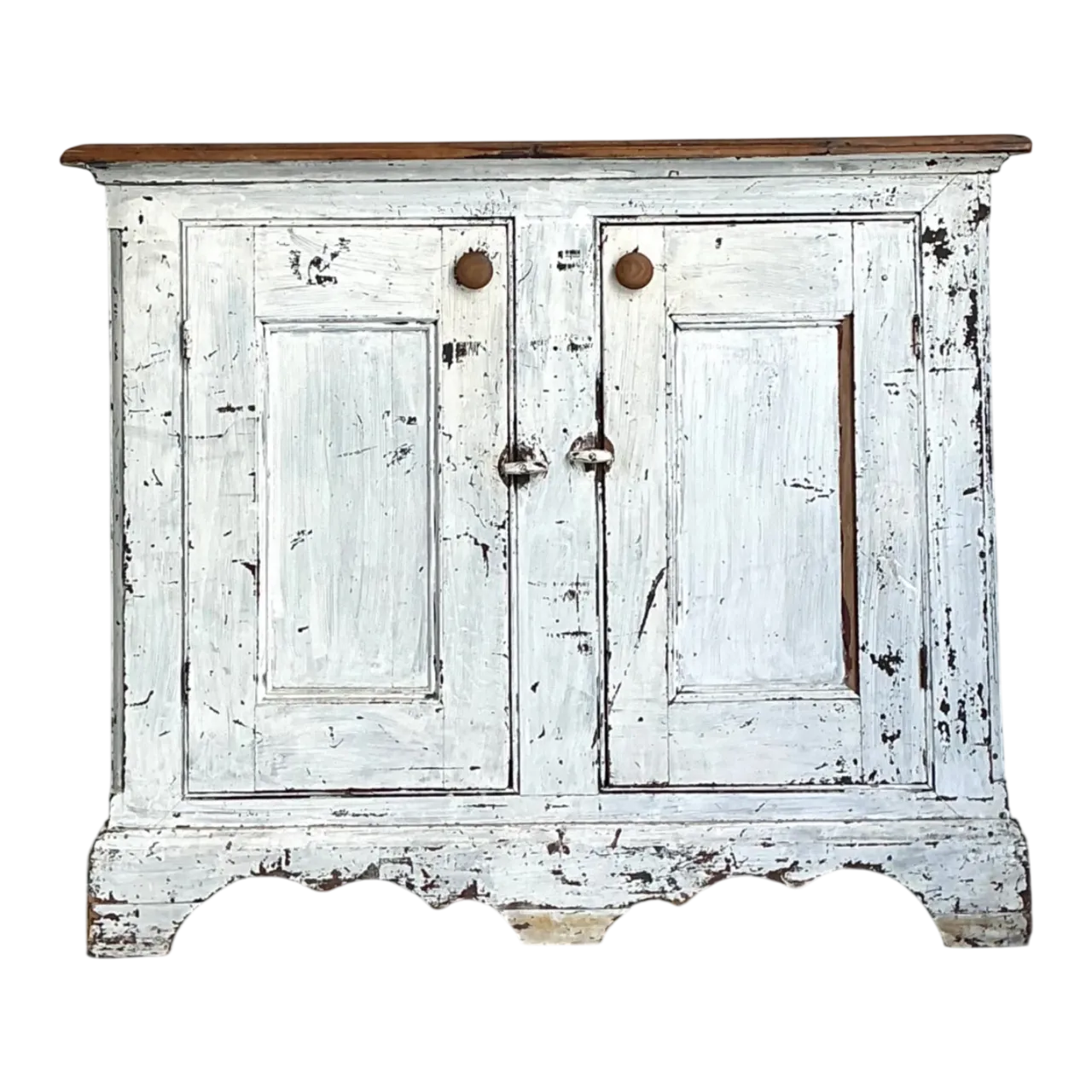 Antique White Distressed Wooden Primitive Sideboard