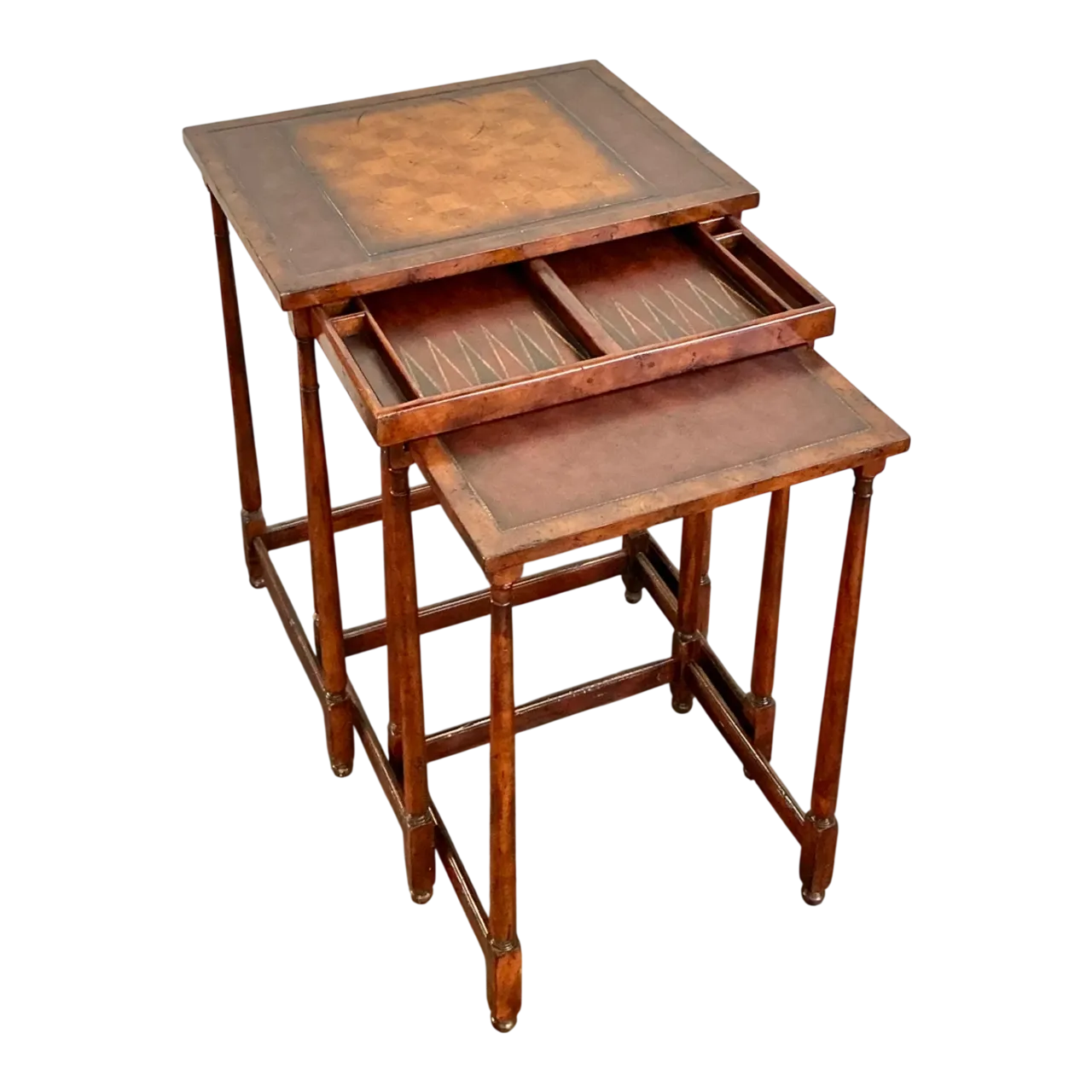 Vintage Theodore Alexander Wood Nesting Tables with Game Boards