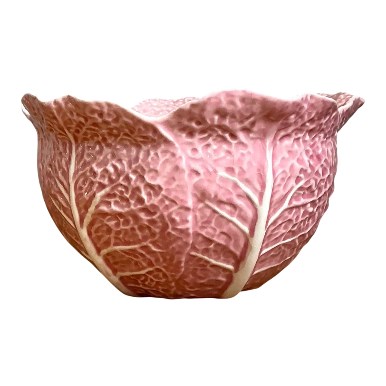 Vintage Bordallo Pinheiro Pink Cabbage Leaf Bowl