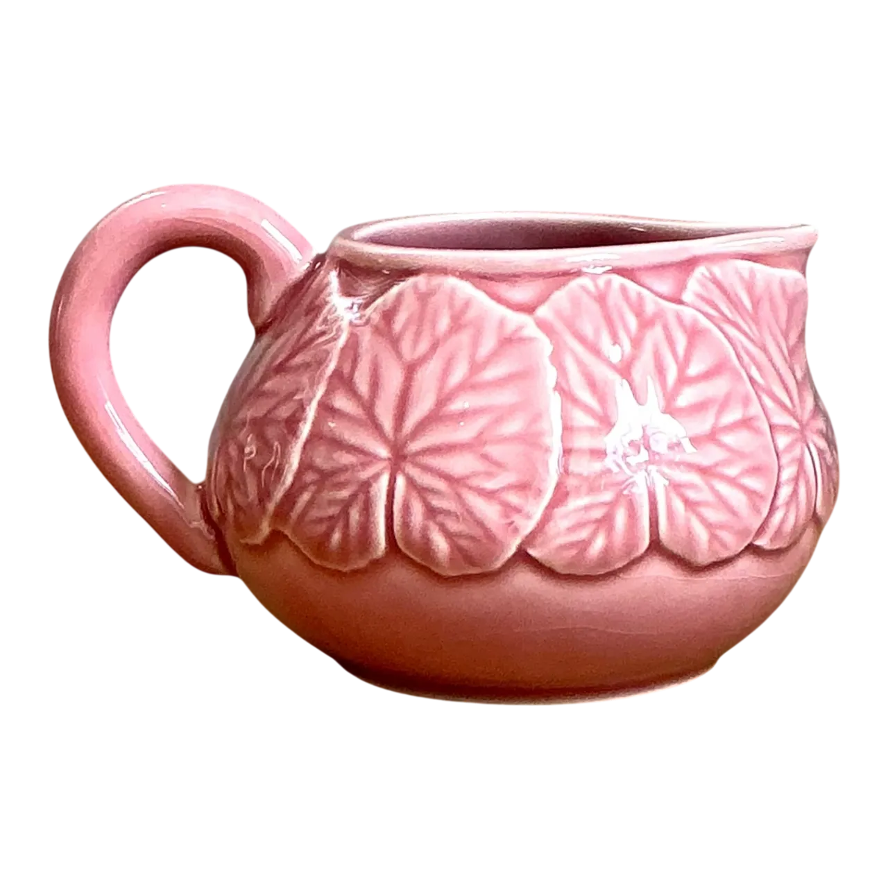Vintage Bordallo Pinheiro Pink Cabbage Leaf Creamer