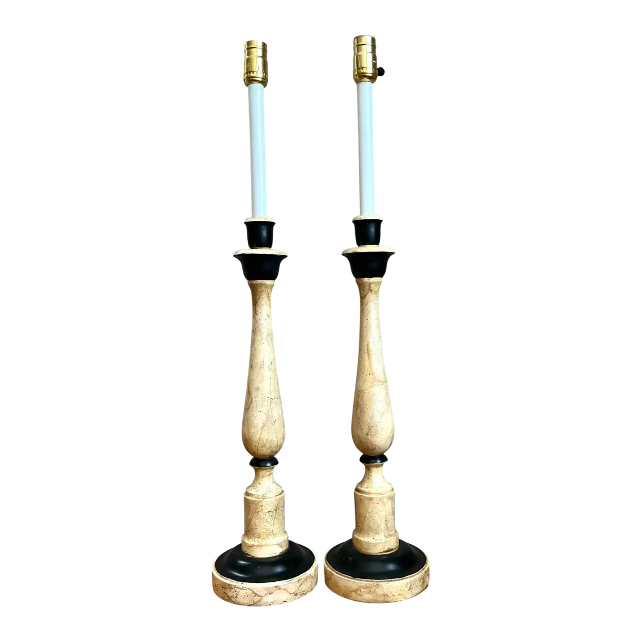 Vintage Sarreid Candlestick Lamps - A Pair
