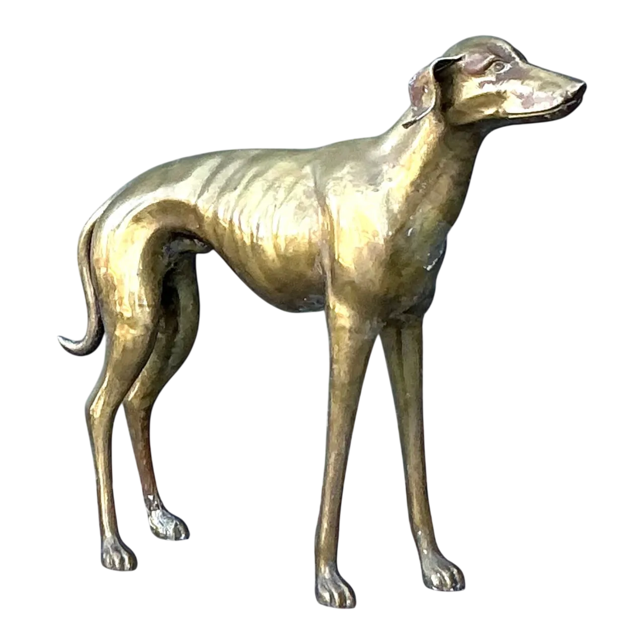 Vintage Monumental Brass Greyhound - Bronze, 34W x 29.5H