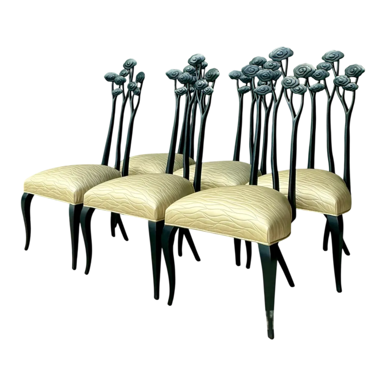 Vintage Christopher Guy Art Nouveau Style Dining Chairs - Set of 6