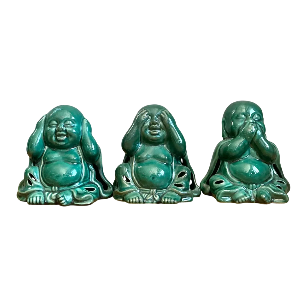 Vintage Ceramic Buddha Figurines - Set of 3