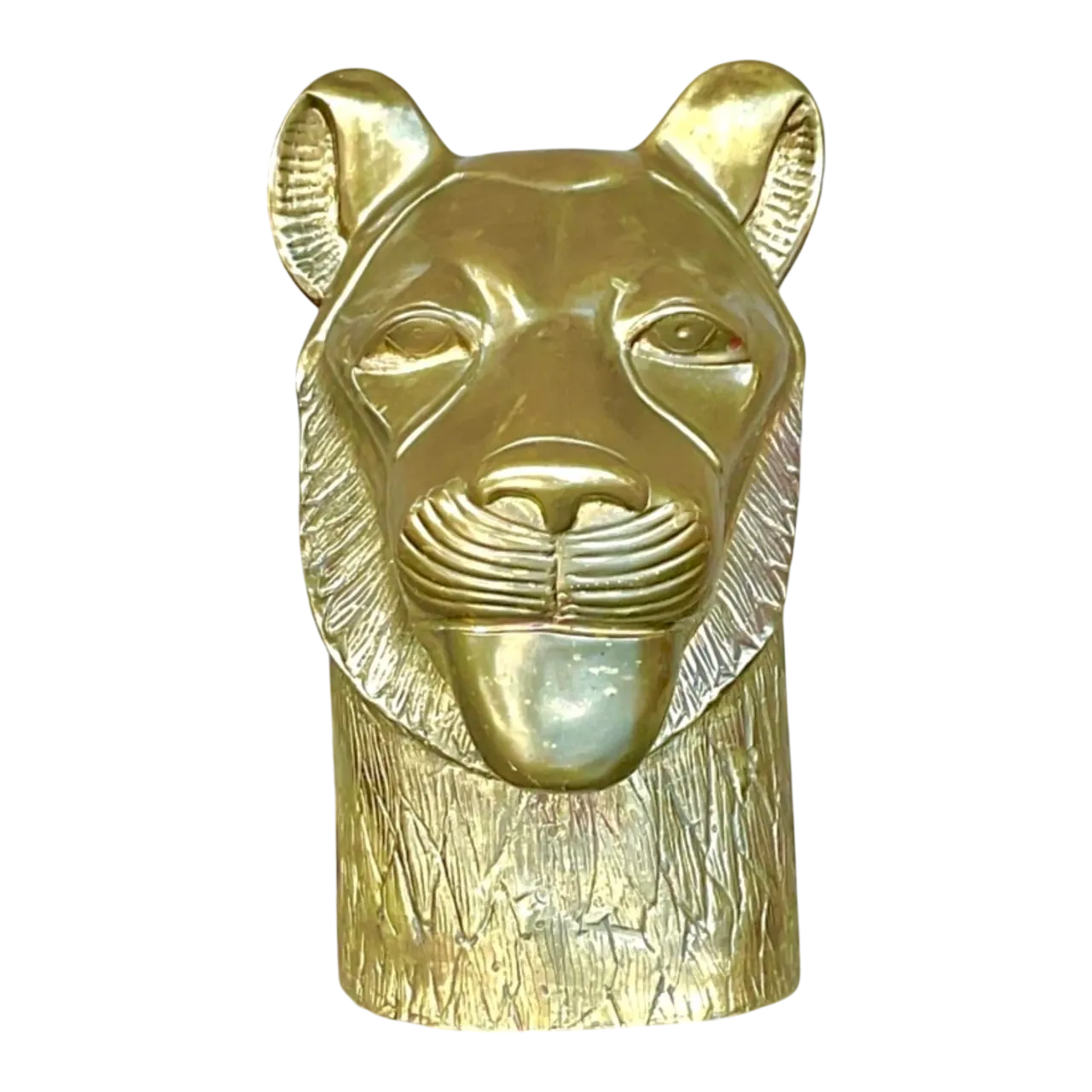 Vintage Brass Tiger Head Sculpture
