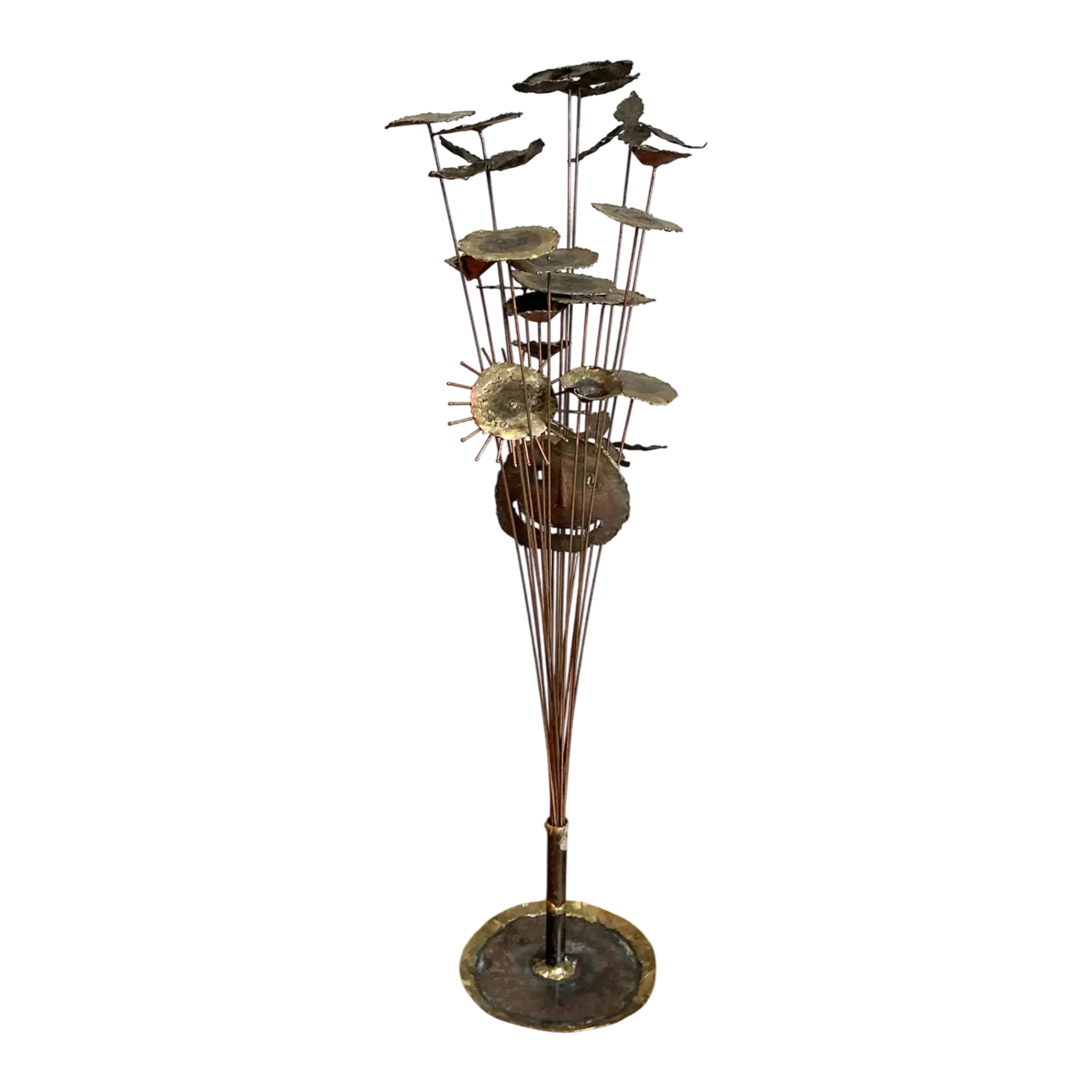 Vintage Brutalist Metal Flower Sculpture