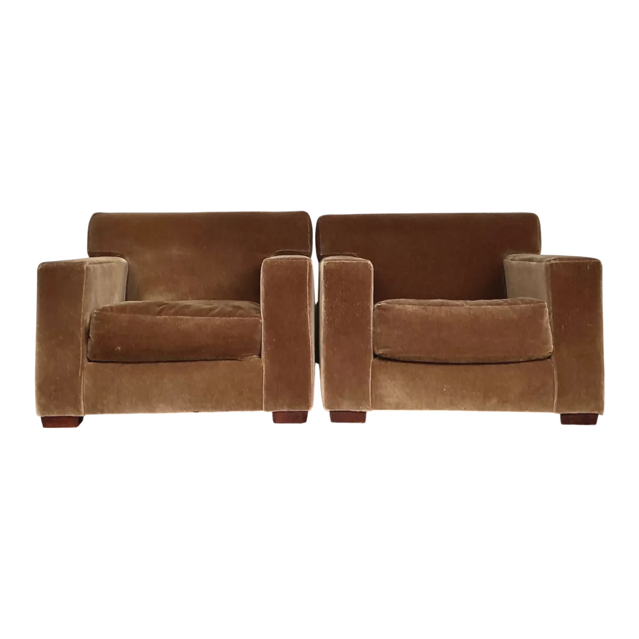 Vintage Ralph Lauren Mohair “Tuxedo” Lounge Chairs - A Pair