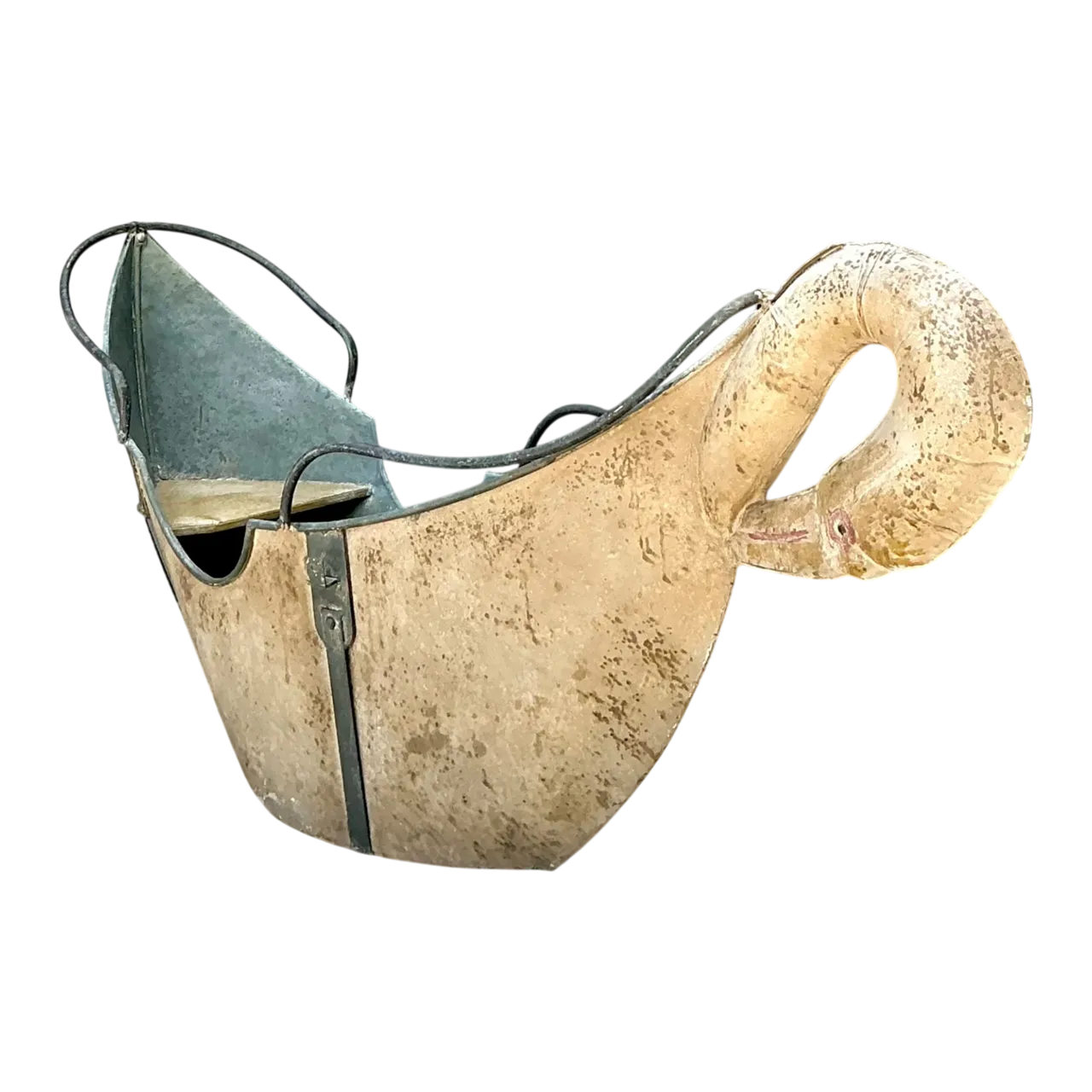 Vintage Distressed Metal Carousel Swan