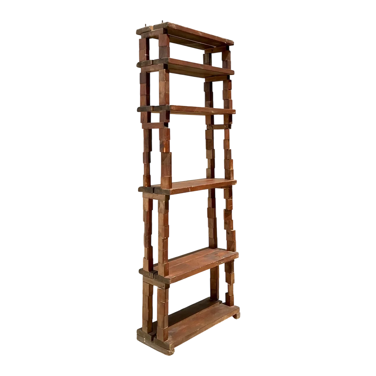 Vintage Brutalist Stacked Wood Etagere