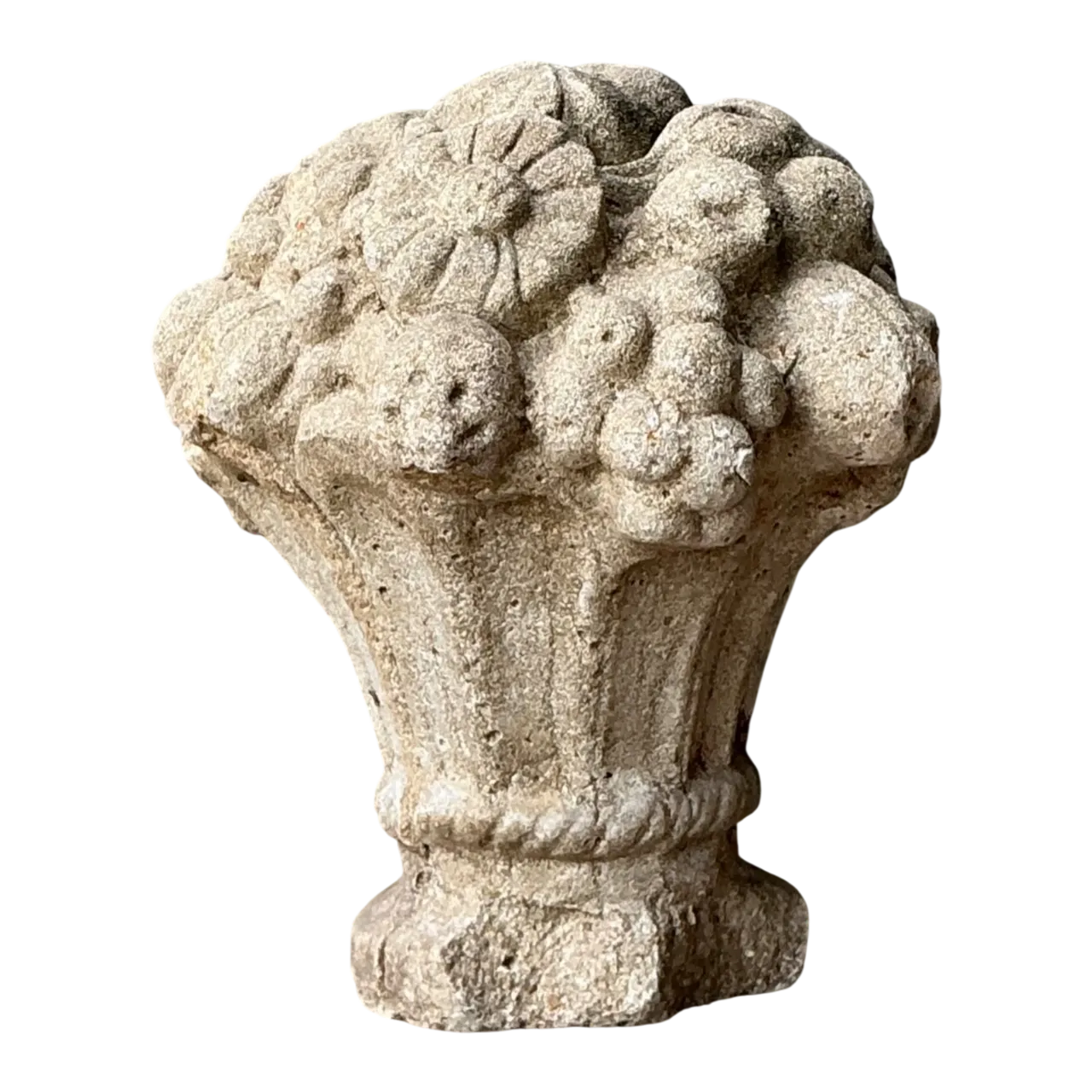 Vintage Concrete Fruit Basket Sculpture