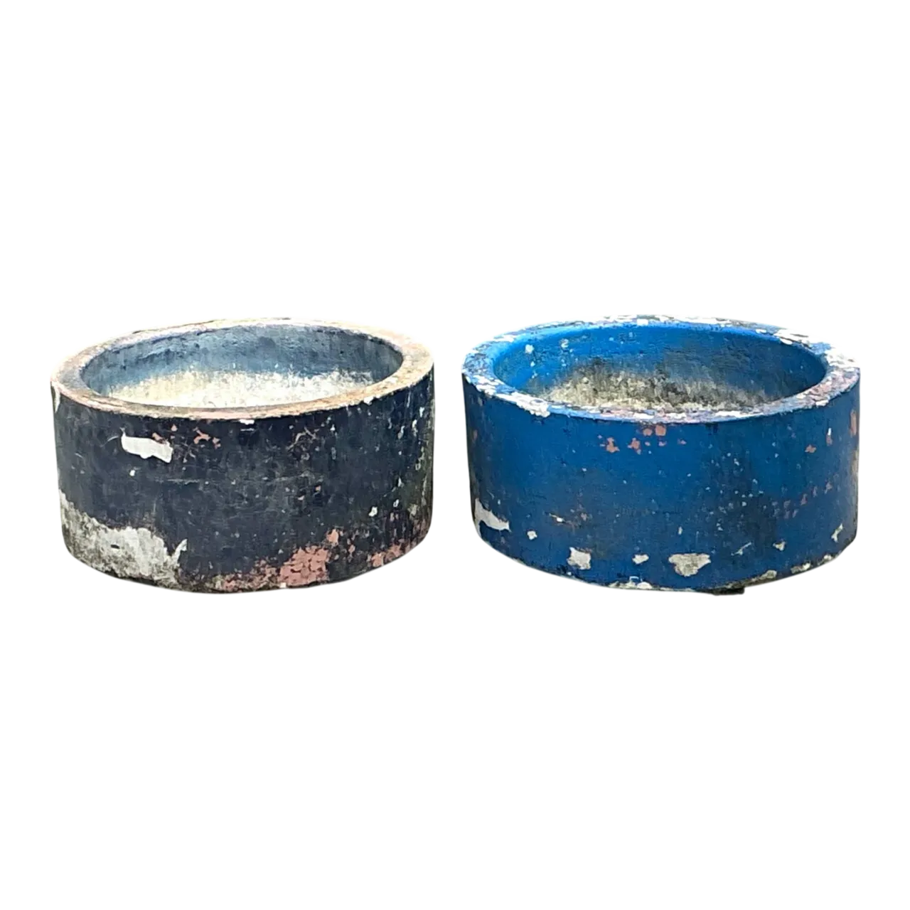Vintage Distressed Painted Cement Planters - Set of 2