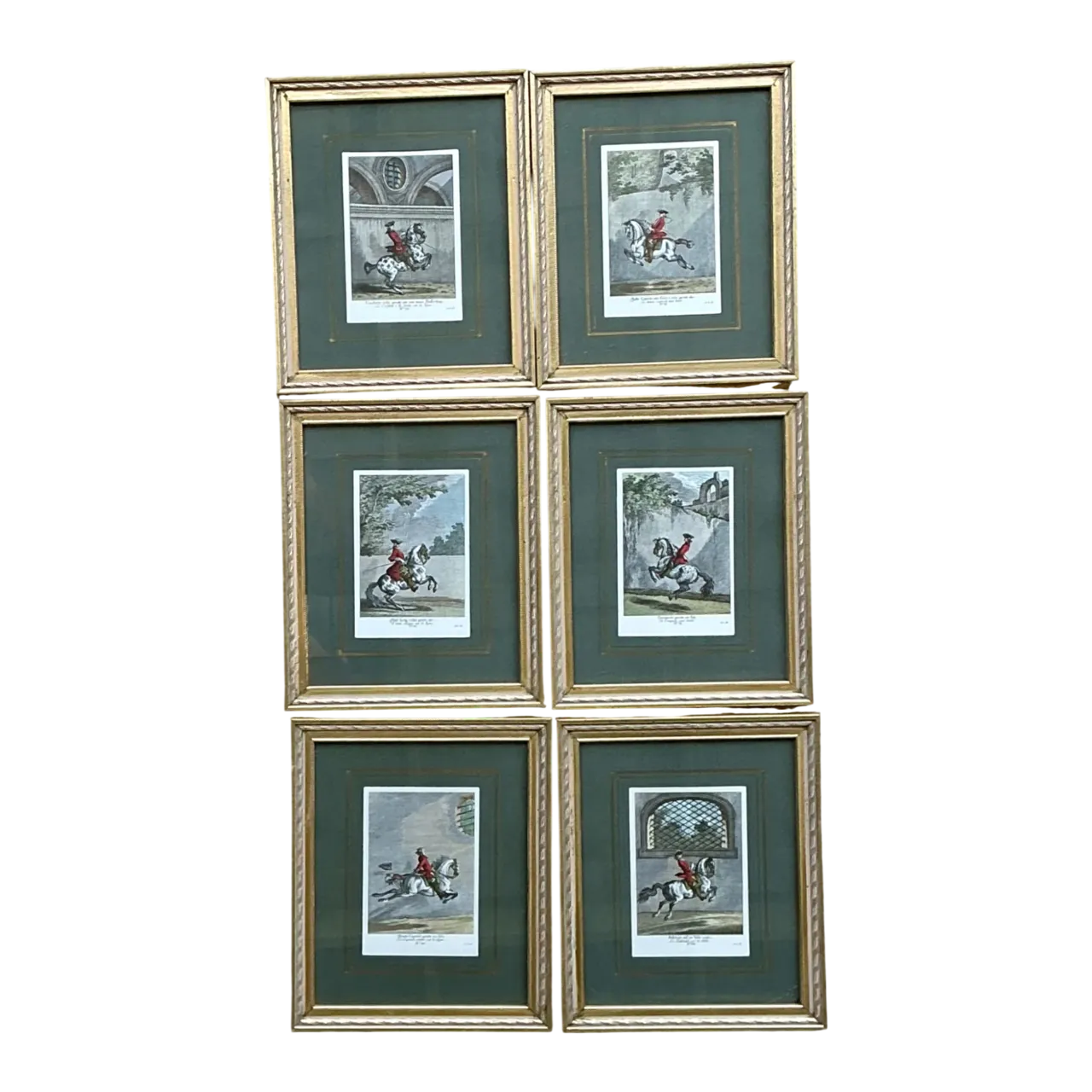Vintage Equestrian Engravings in Gilt Frames - Set of 6