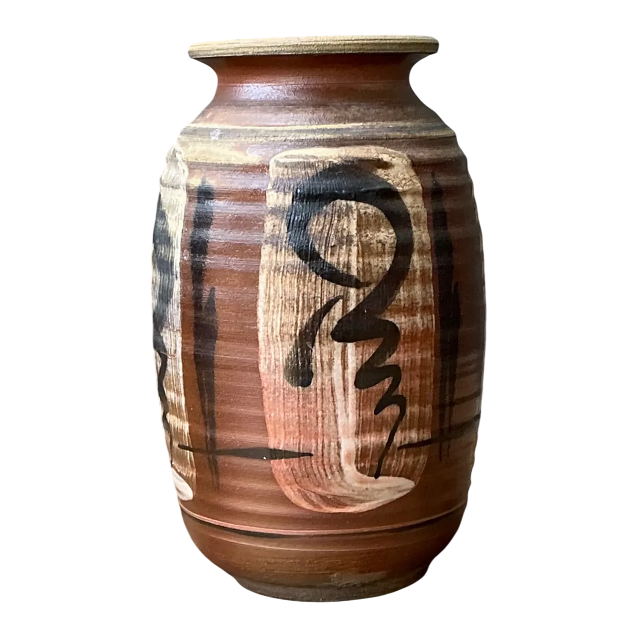 Vintage Handcrafted Ceramic Vase with Abstract Motif