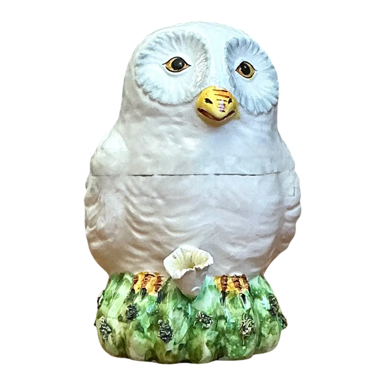 Vintage Italian Owl Ceramic Lidded Trinket Box