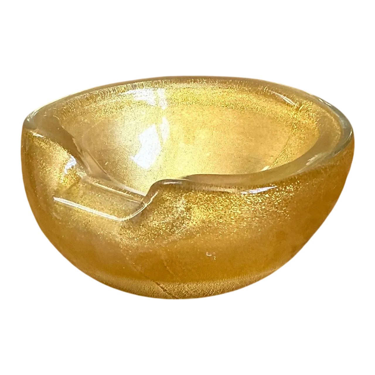 Vintage Murano Gold Flecked Glass Bowl