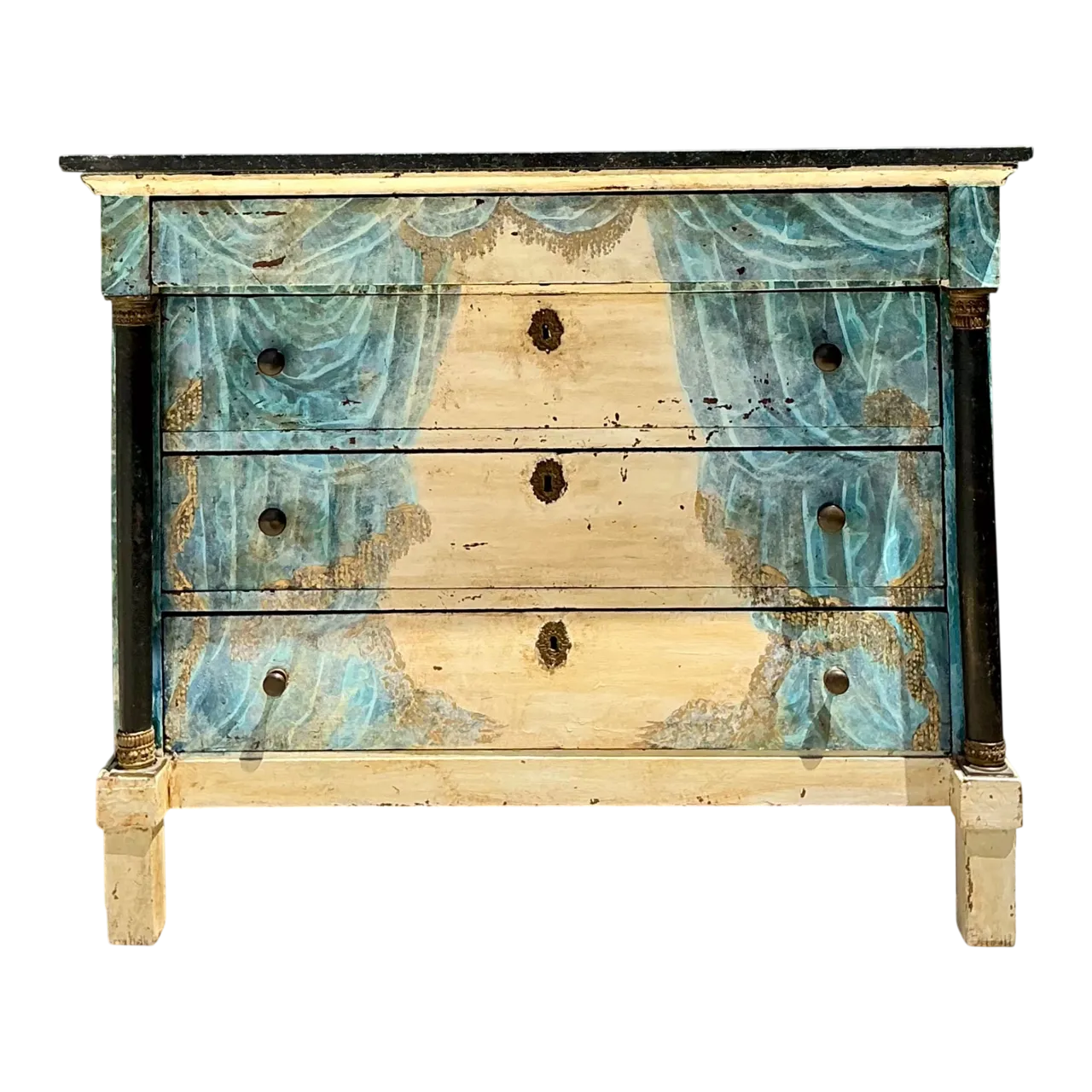 Vintage Hand-Painted Drapery Swag Motif Dresser