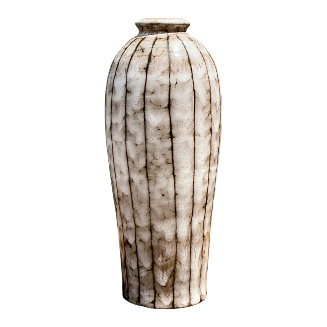 Vintage Brown and White Ceramic Vase