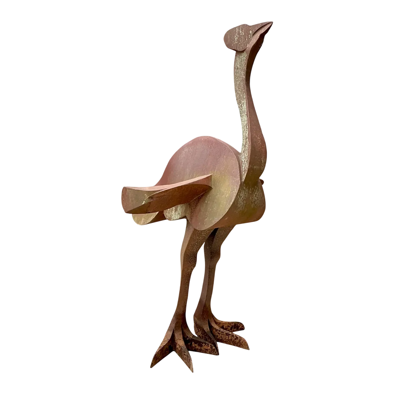 Vintage Monumental Patinated Metal Ostrich Sculpture