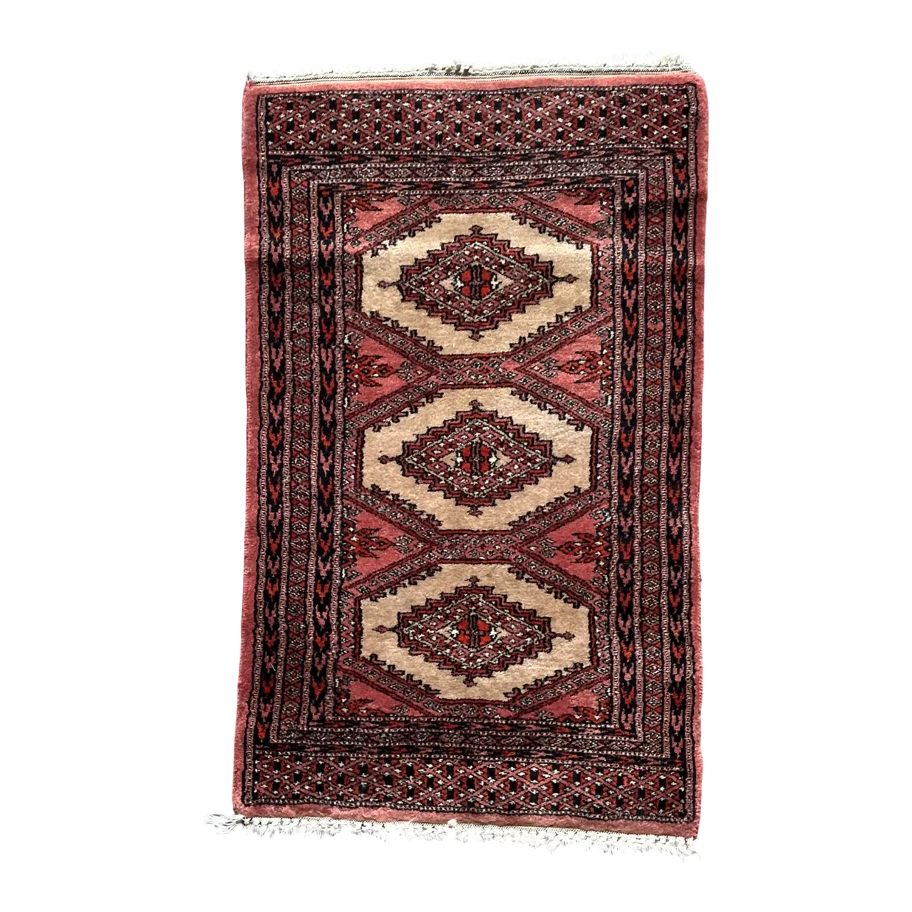 Vintage Persian Hand-Knotted Geometric Rug