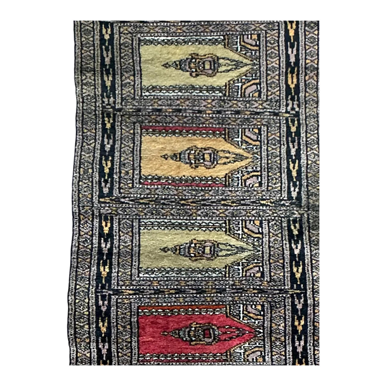 Vintage Hand-Knotted Geometric Rug