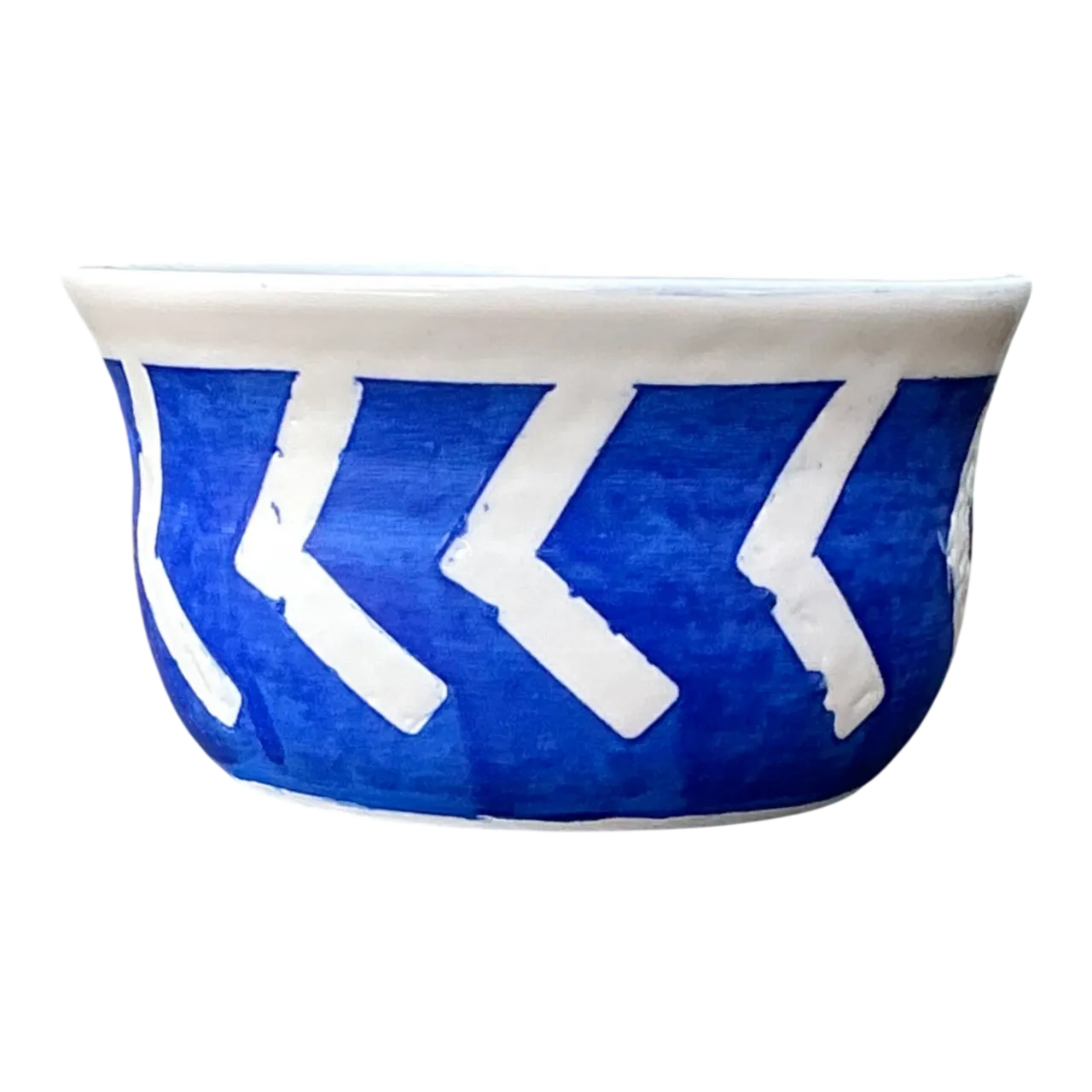Hand-Painted Blue Geometric Ceramic Bowl