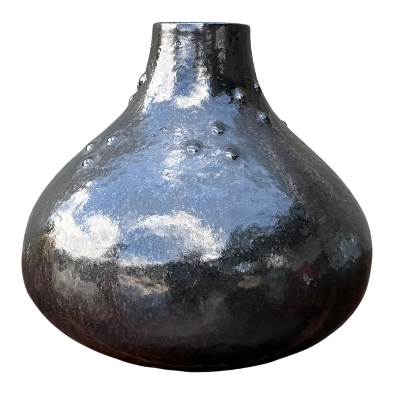 Vintage Black Textured Ceramic Vase