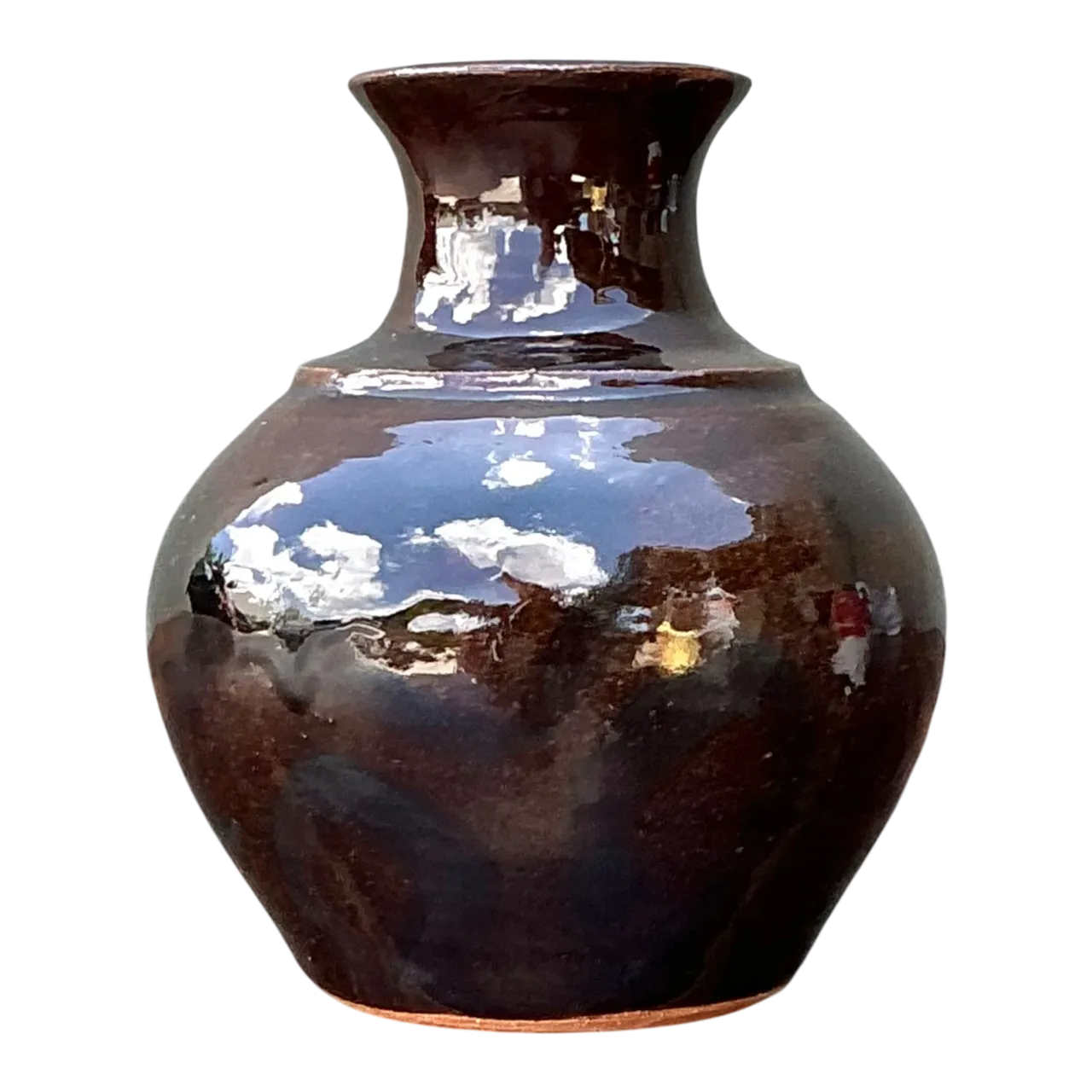 Solomon Signed Brown Ceramic Vase