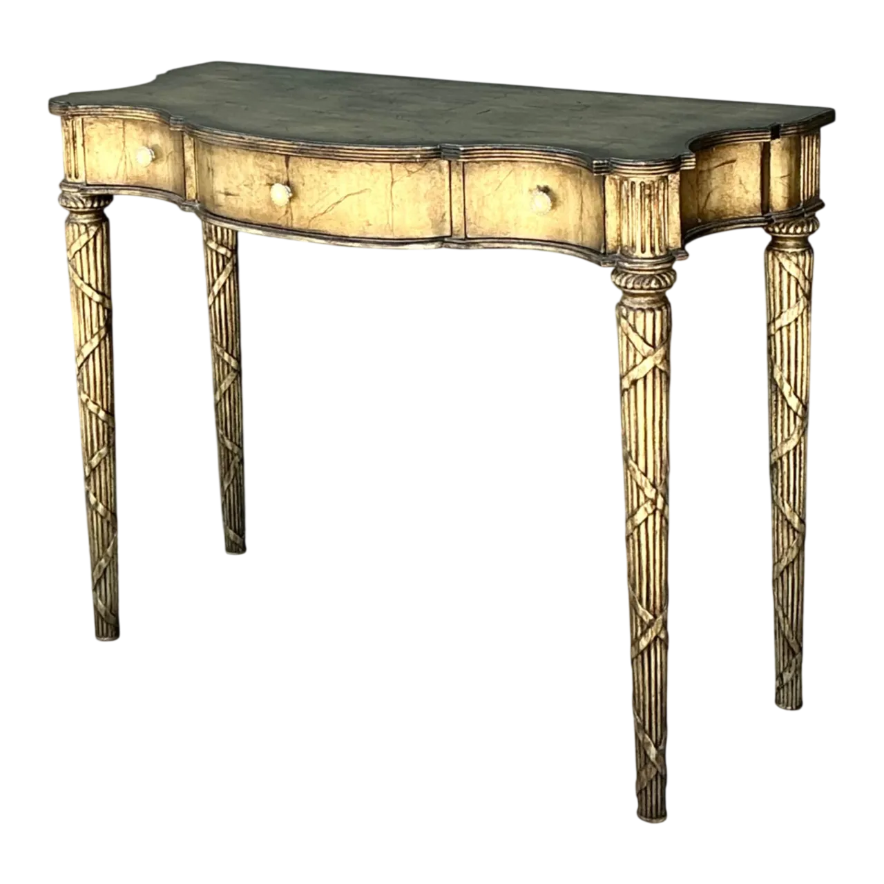 Vintage Mainland Smith Gold Finish Wood Console Table