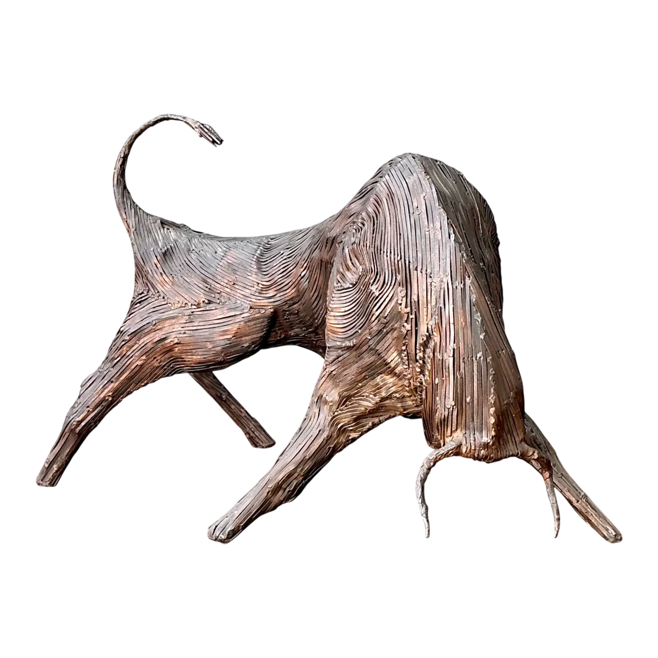 Vintage Metal Abstract Bull Sculpture