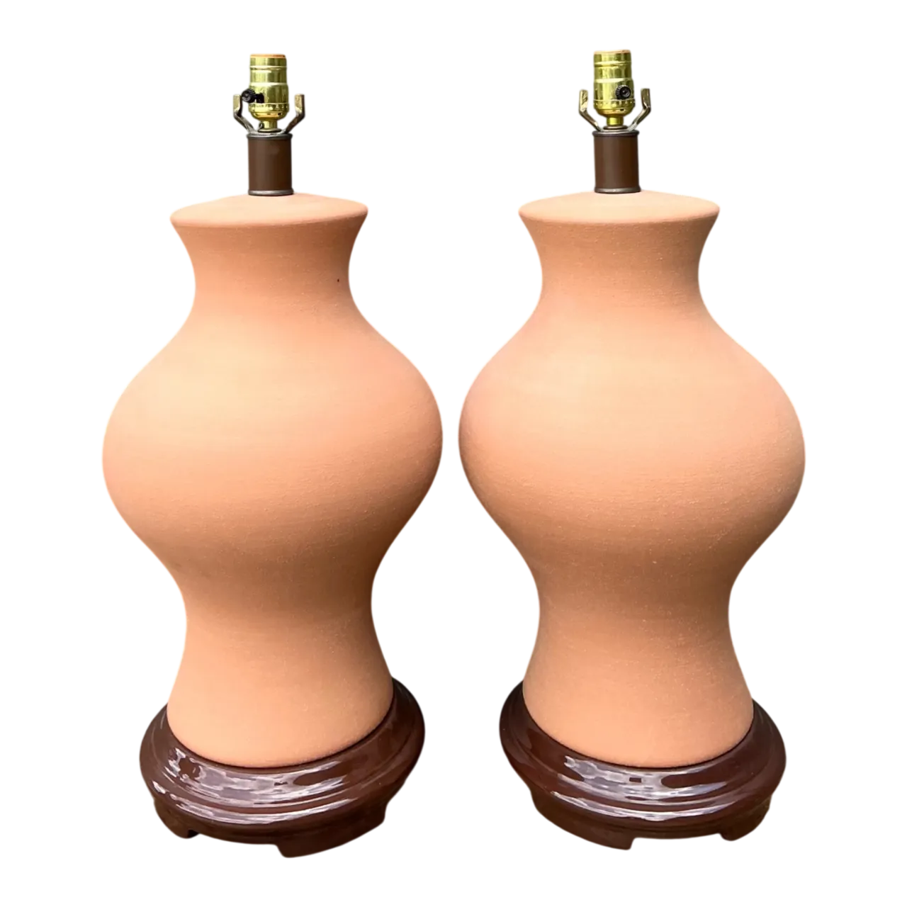 Vintage Terracotta Table Lamps - Pair