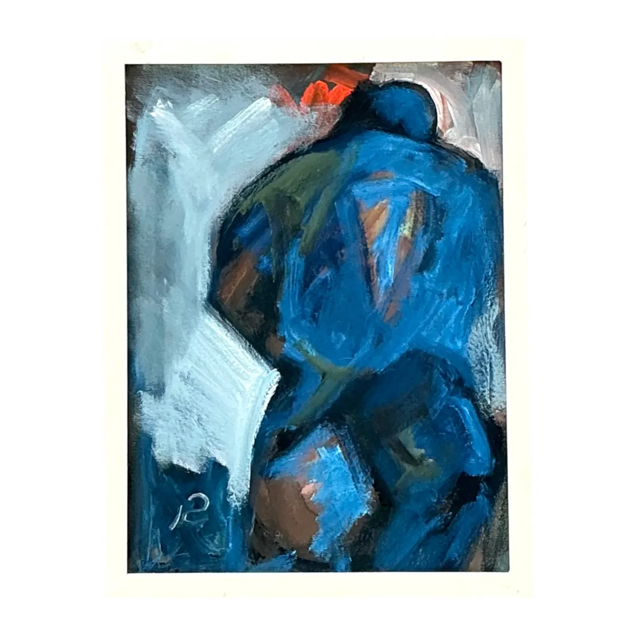 Abstract Blue Figurative Painting on Canvas