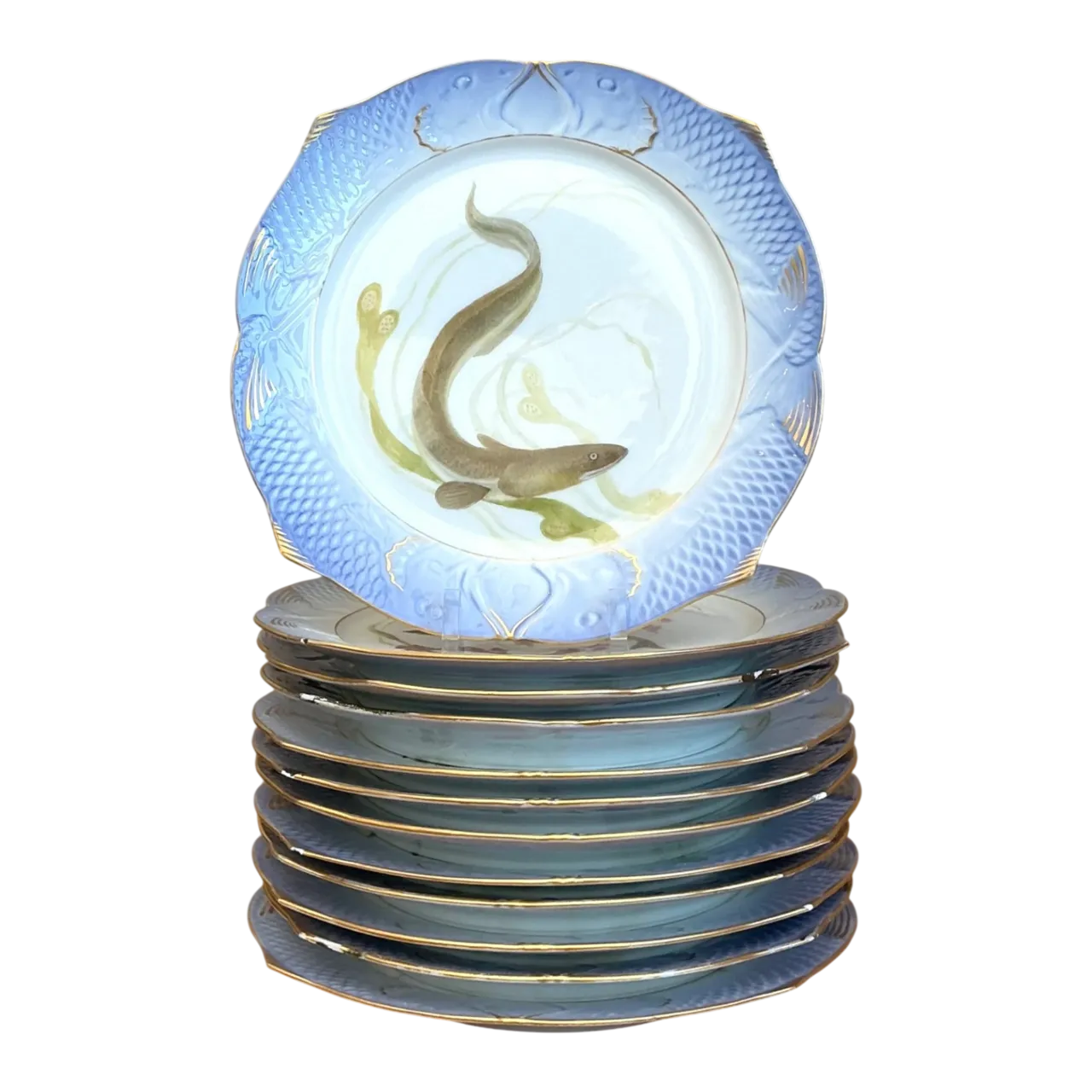 Vintage Royal Copenhagen Ichthyological Porcelain Plates - Set of 12