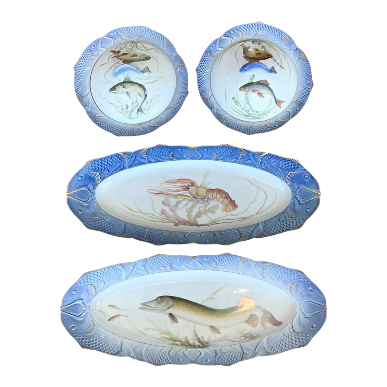 Vintage Royal Copenhagen Ichthyological Porcelain Serving Pieces - Set Of 4