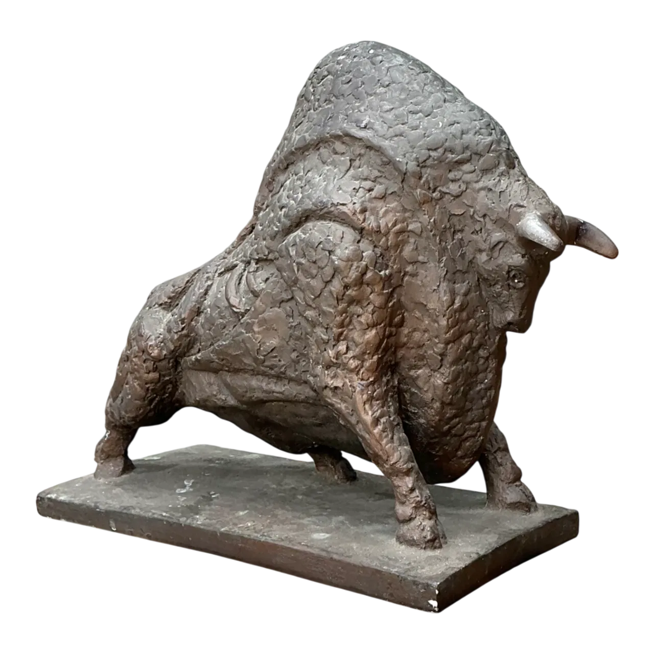 Vintage MCM Textured Plaster Bull Sculpture