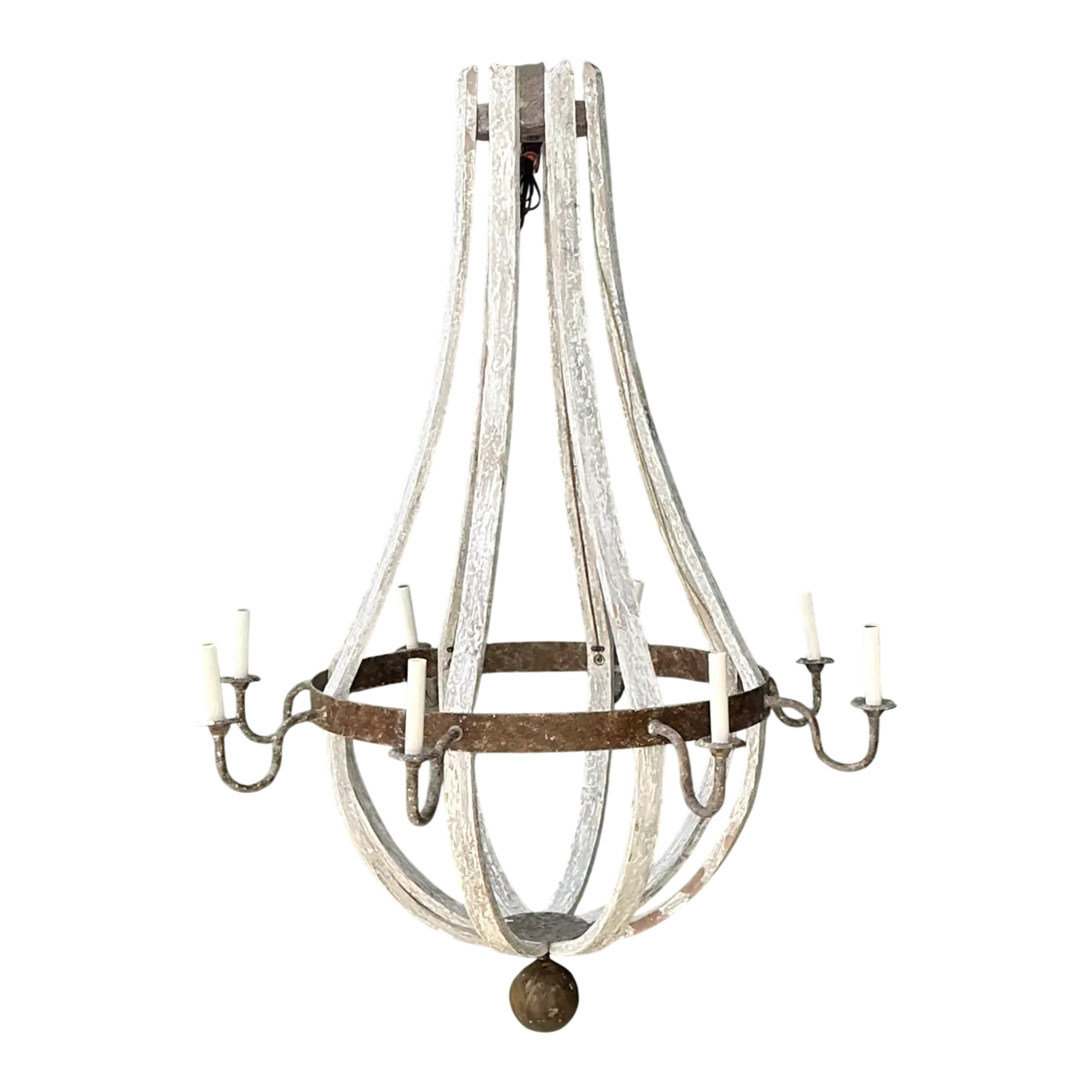 Vintage Rustic Wood and Metal Chandelier