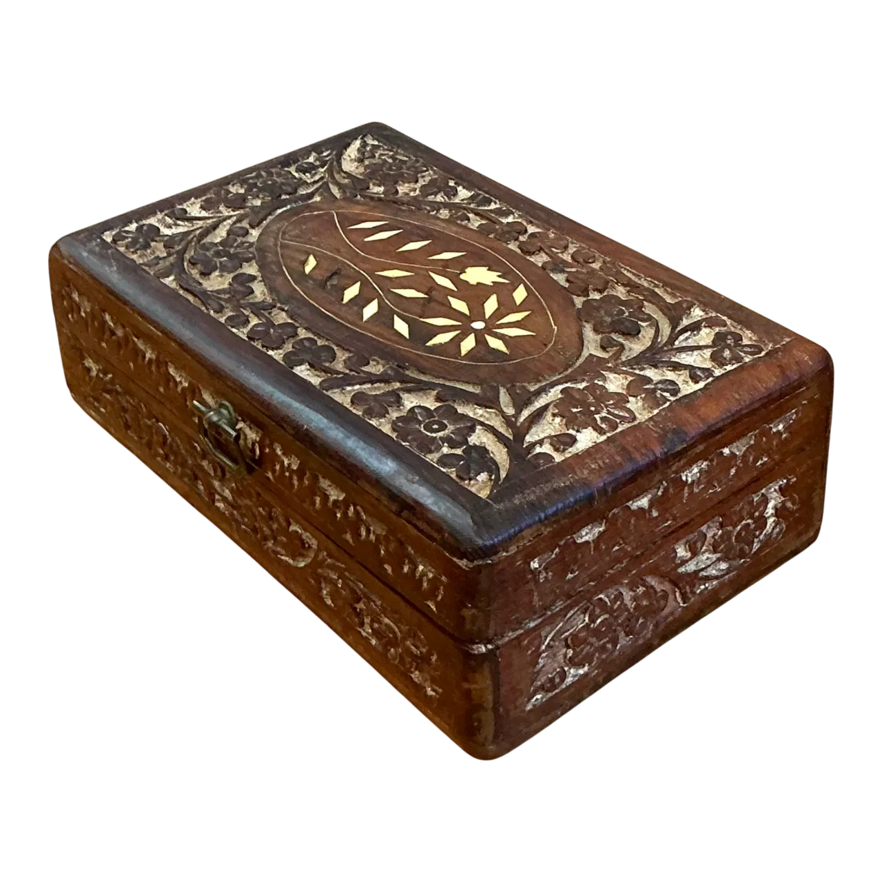 Vintage Inlaid Wood Trinket Box