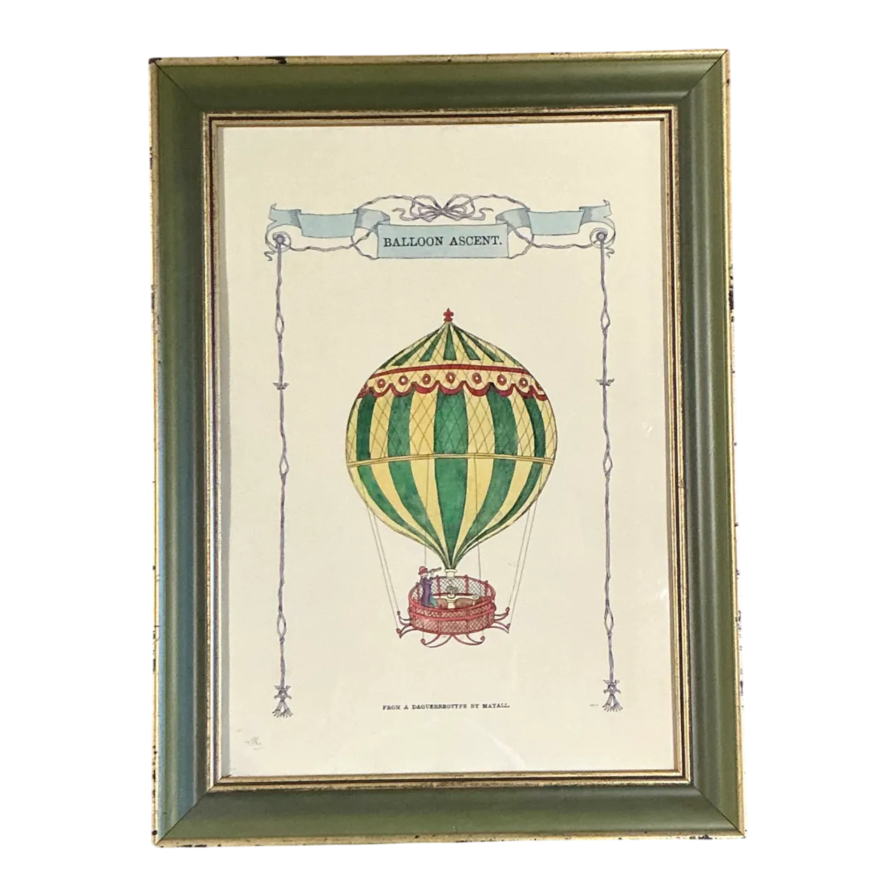 Vintage Framed Hot Air Balloon Print